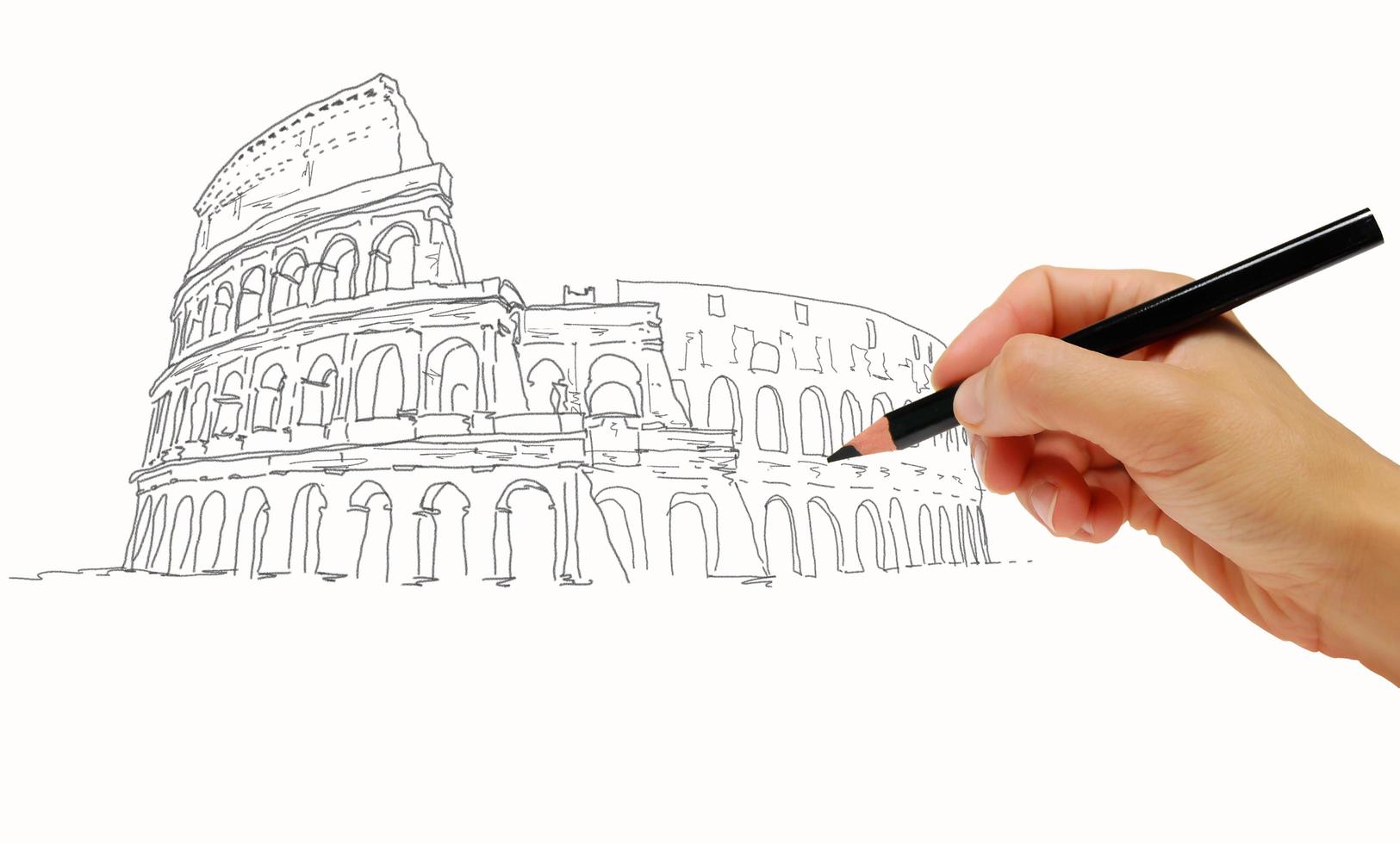 tekening colosseum, Rome, Italië foto