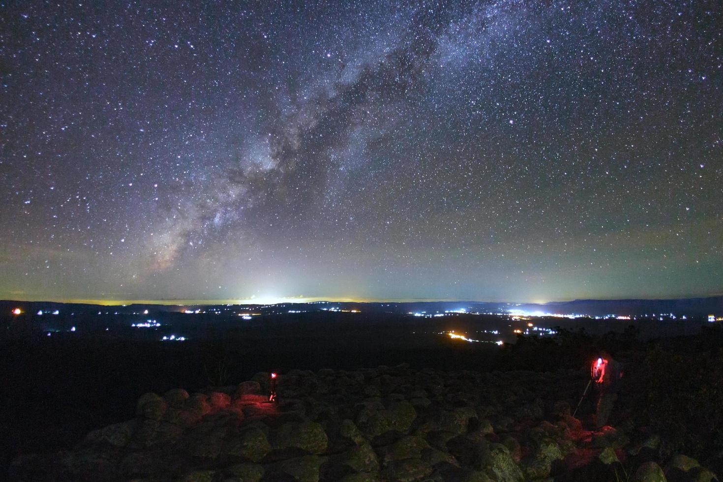 landschap melkachtig manier heelal met knop steen grond is naam lan hin pompen gezichtspunt Bij phu hin rong kla nationaal park in phitsanulok, Thailand foto