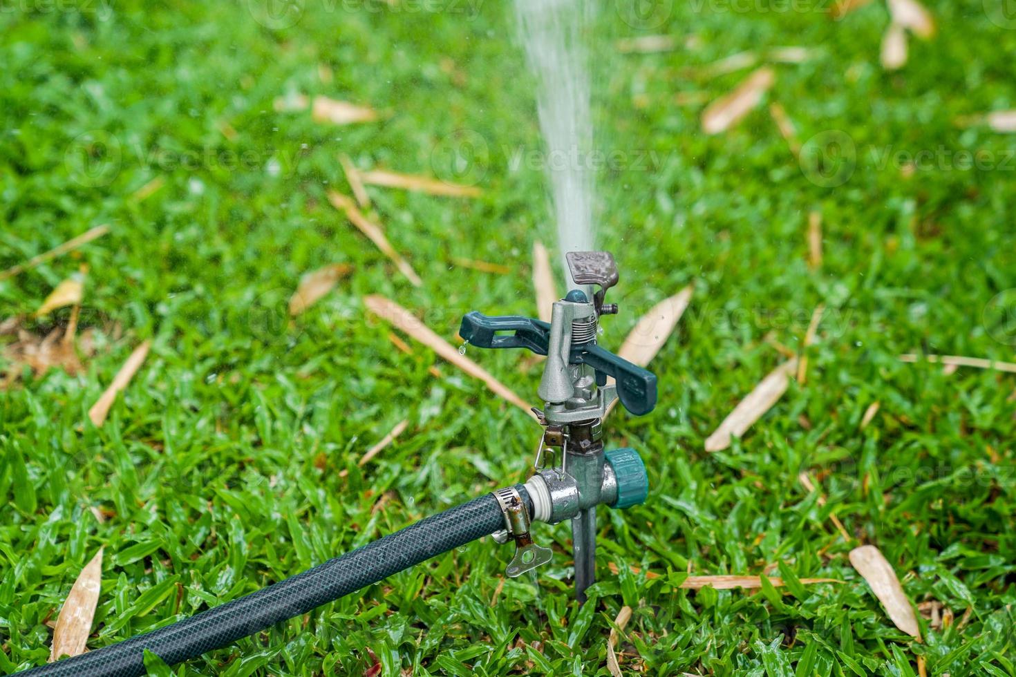 strooi opspattend water op het gras foto