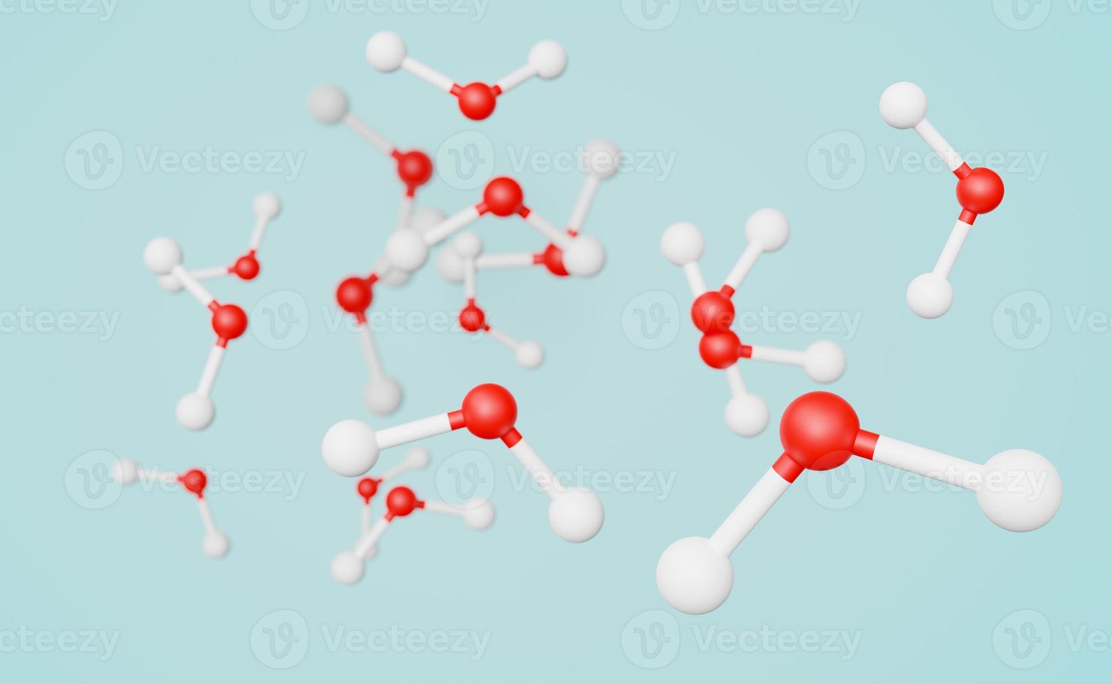 rood wit molecuul of atoom voor wetenschap achtergrond , abstract structuur chemisch ,3d illustratie of 3d geven foto
