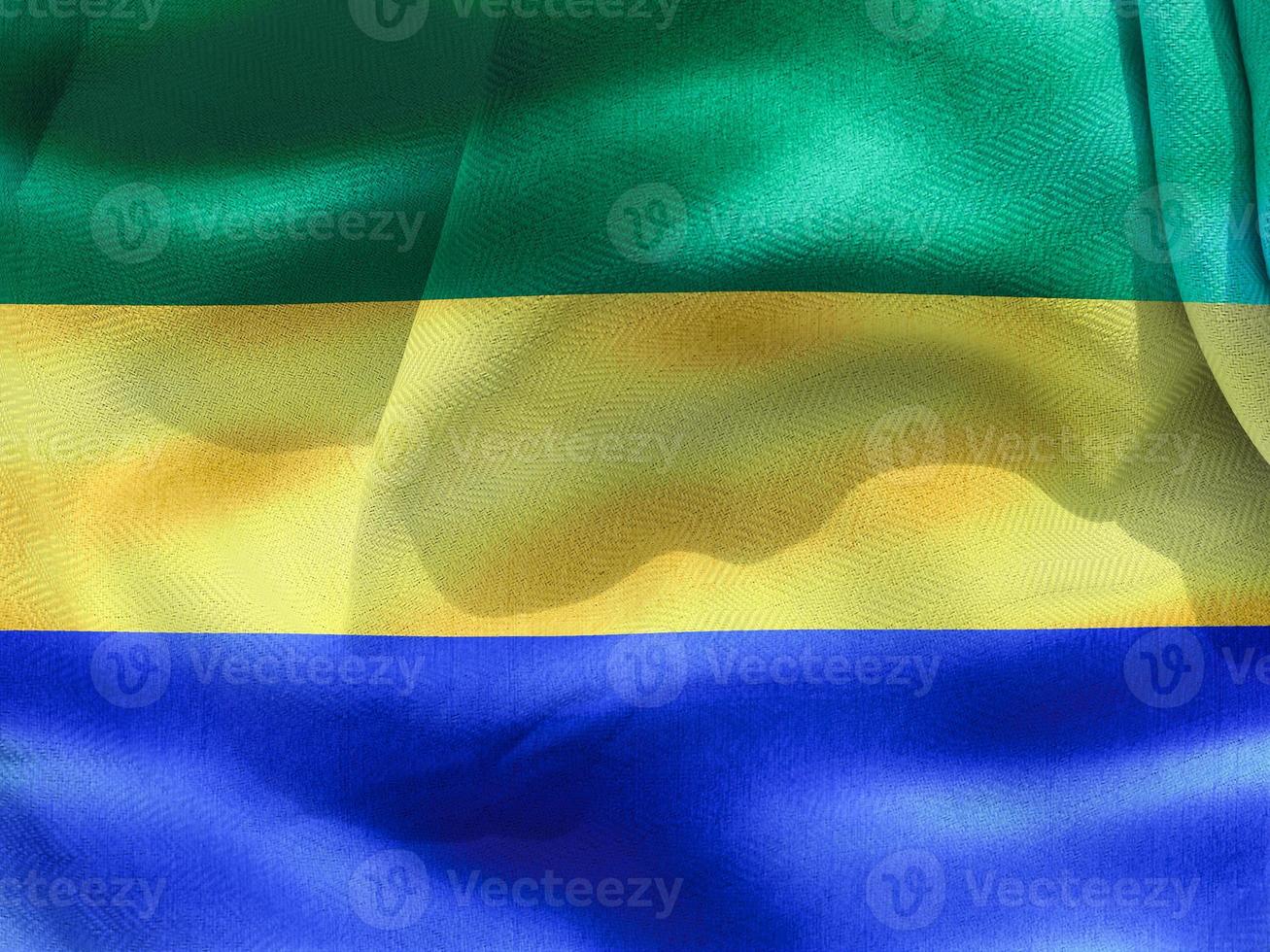 vlag van gabon - realistische wapperende stoffen vlag foto