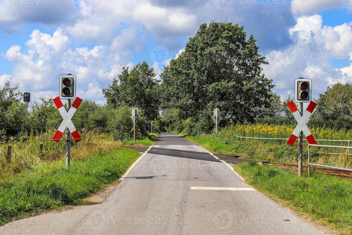 meerdere spoorweg sporen met kruispunten Bij een spoorweg station in een perspectief en vogelstand visie foto