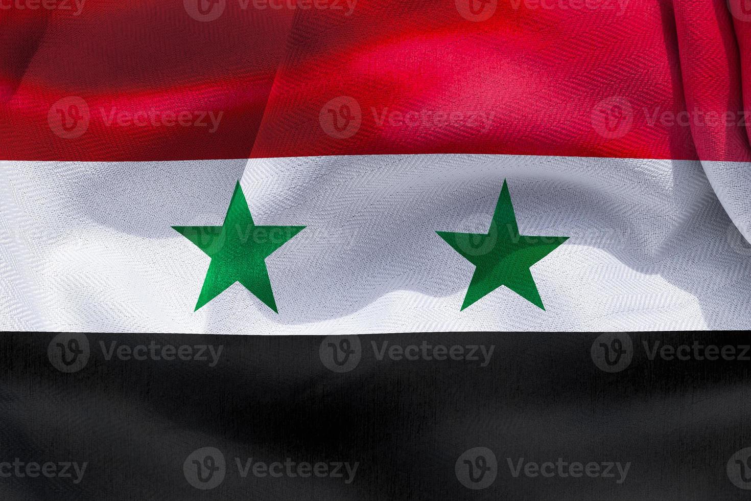 3D-illustratie van een vlag van Syrië - realistische wapperende stoffen vlag foto