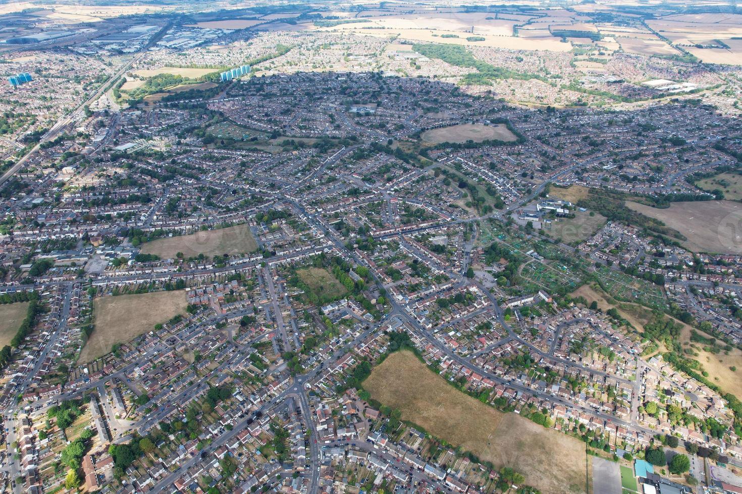 hoog hoek beeldmateriaal van Brits stad en woningen foto