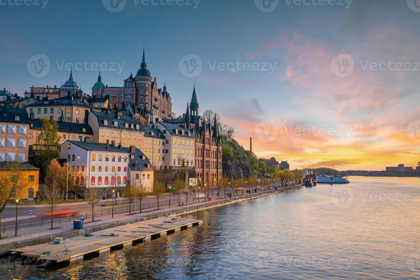 Stockholm oud stad- stad horizon, stadsgezicht van Zweden foto