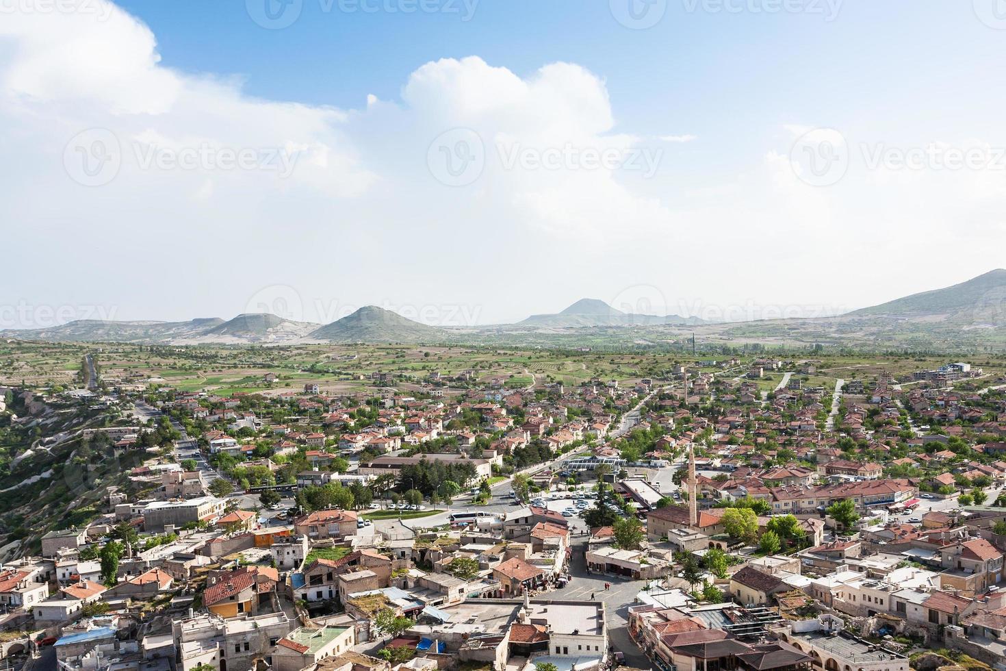 bovenstaand visie van uchisar dorp in nevsehir provincie foto