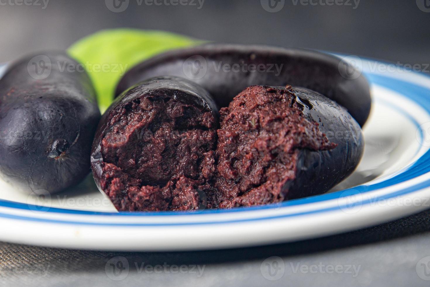 zwart pudding worst bloederig gezond maaltijd voedsel tussendoortje eetpatroon Aan de tafel kopiëren ruimte voedsel achtergrond foto