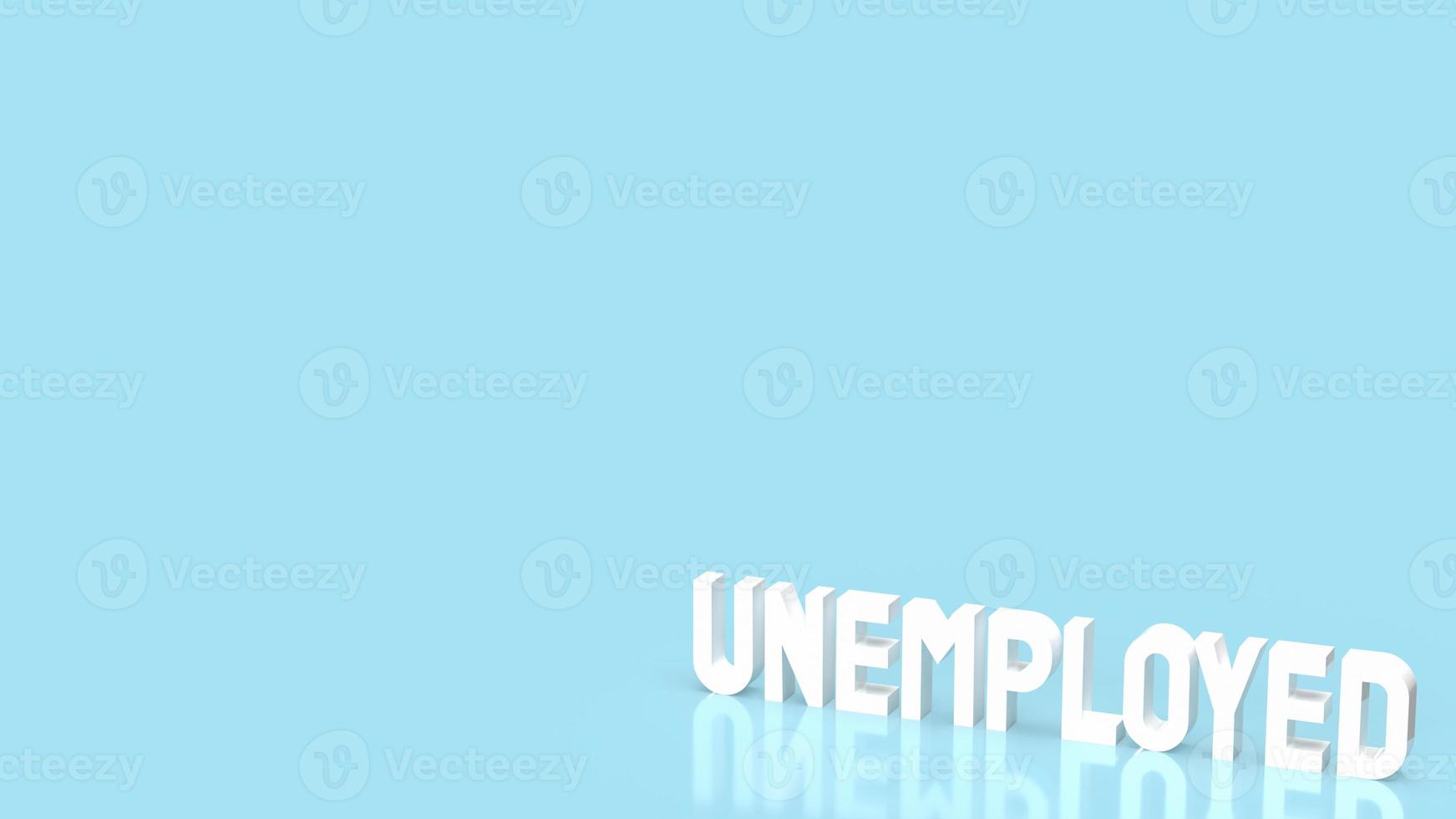 de werkloos wit tekst Aan blauw achtergrond voor bedrijf concept 3d renderen foto
