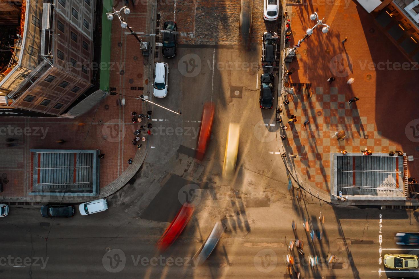 straat van de groot stad van een vogel oog visie foto