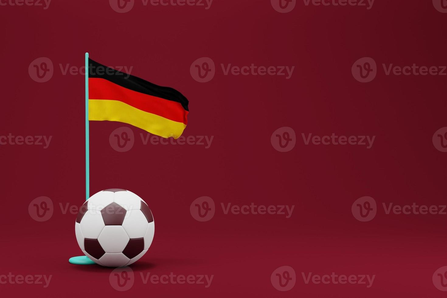 Duitsland vlag met bal. wereld Amerikaans voetbal 2022 minimaal 3d geven illustratie foto