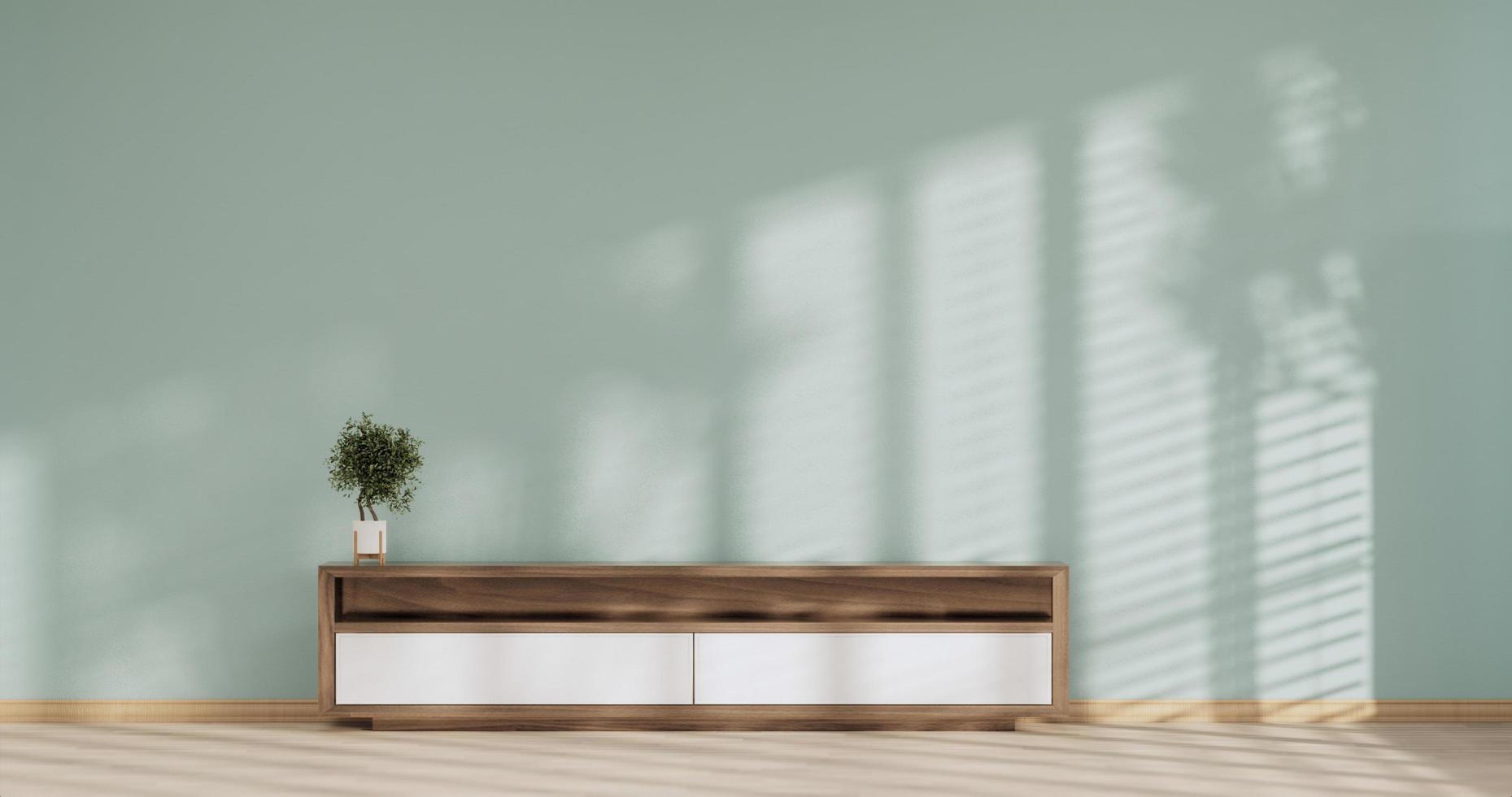 het houten ontwerp van de kast op de moderne stijl van het interieur van de muntkamer. 3D-rendering foto