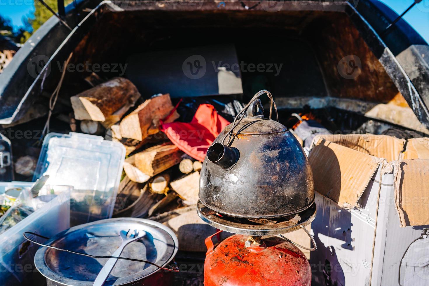 water koken brander, buitenshuis Aan gas- Jet 11363577 Stockfoto