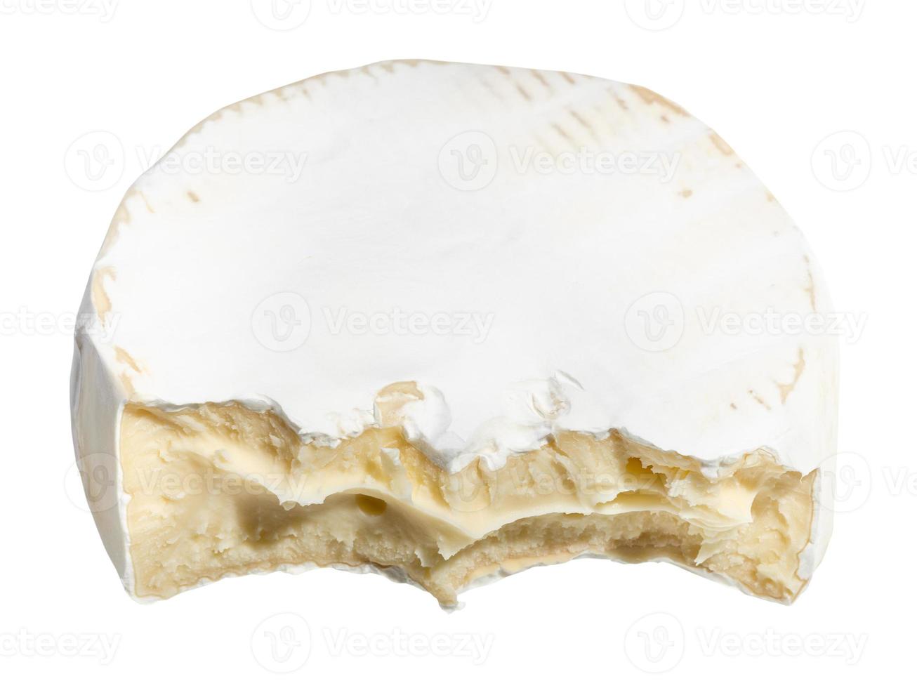 gebeten zacht kaas met wit gietvorm geïsoleerd foto