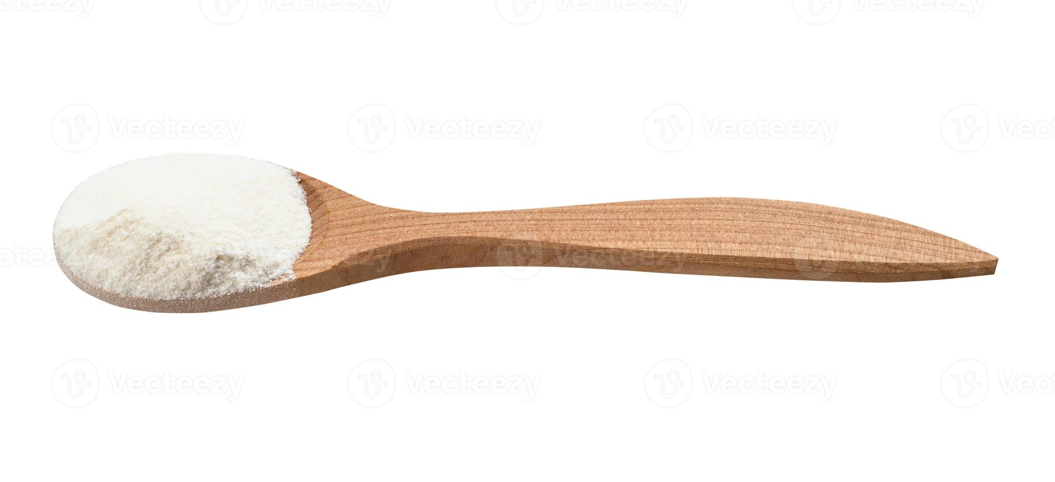 agar poeder in houten lepel geïsoleerd foto