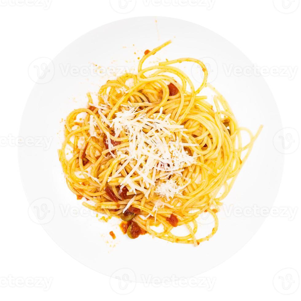 top visie van deel van spaghetti alla sorrentina foto