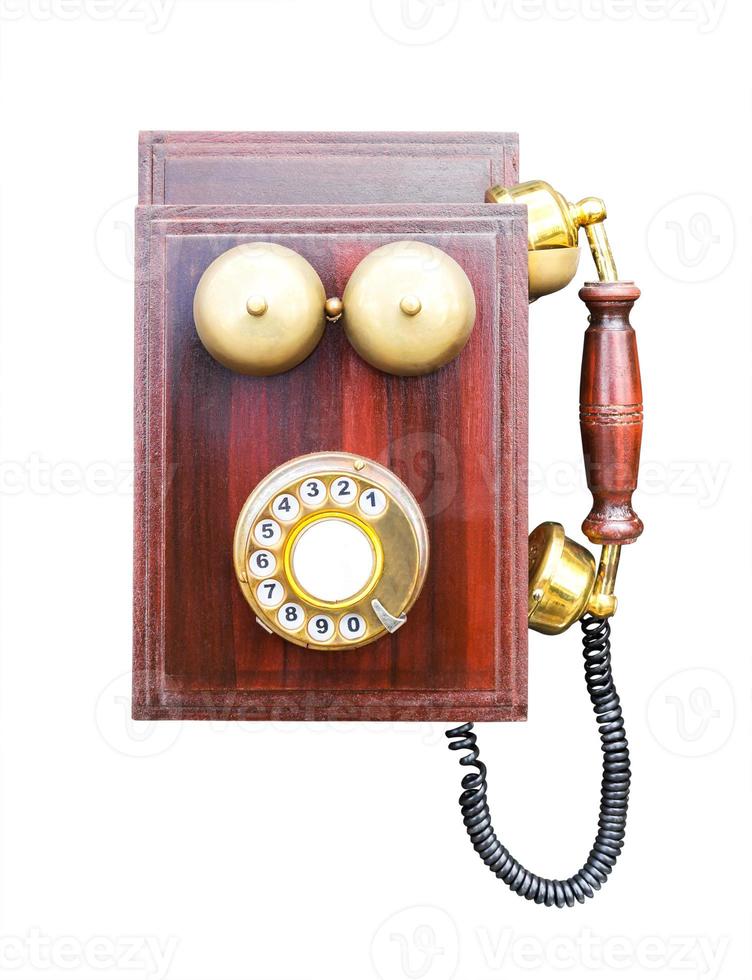 antiek houten telefoon foto