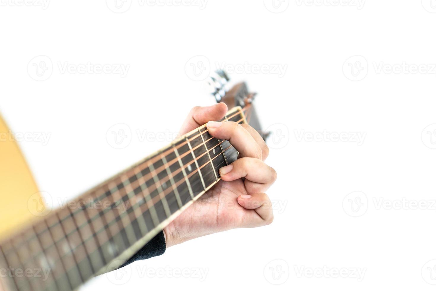 handen spelen gitaar Aan wit foto