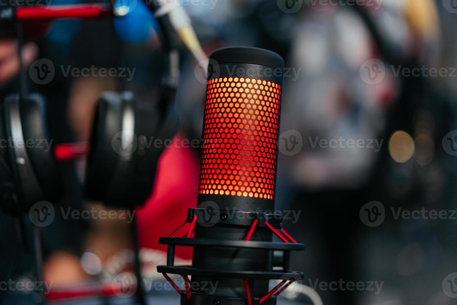 professioneel studio condensor microfoon gehecht naar schok monteren foto