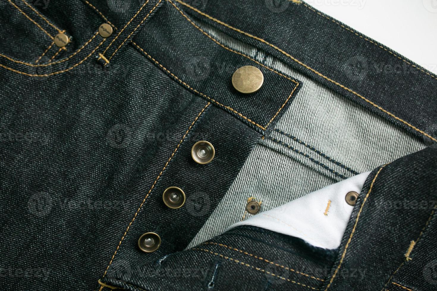 zelfkant denim jeans close-up's foto