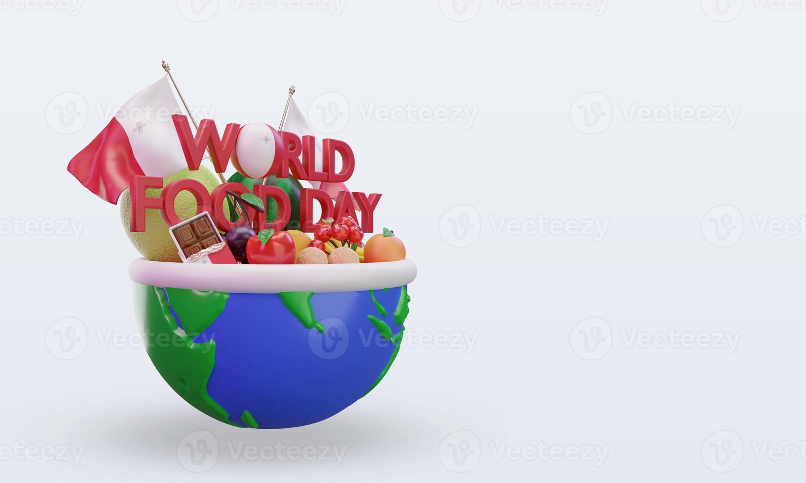 3d wereld voedsel dag Malta renderen links visie foto