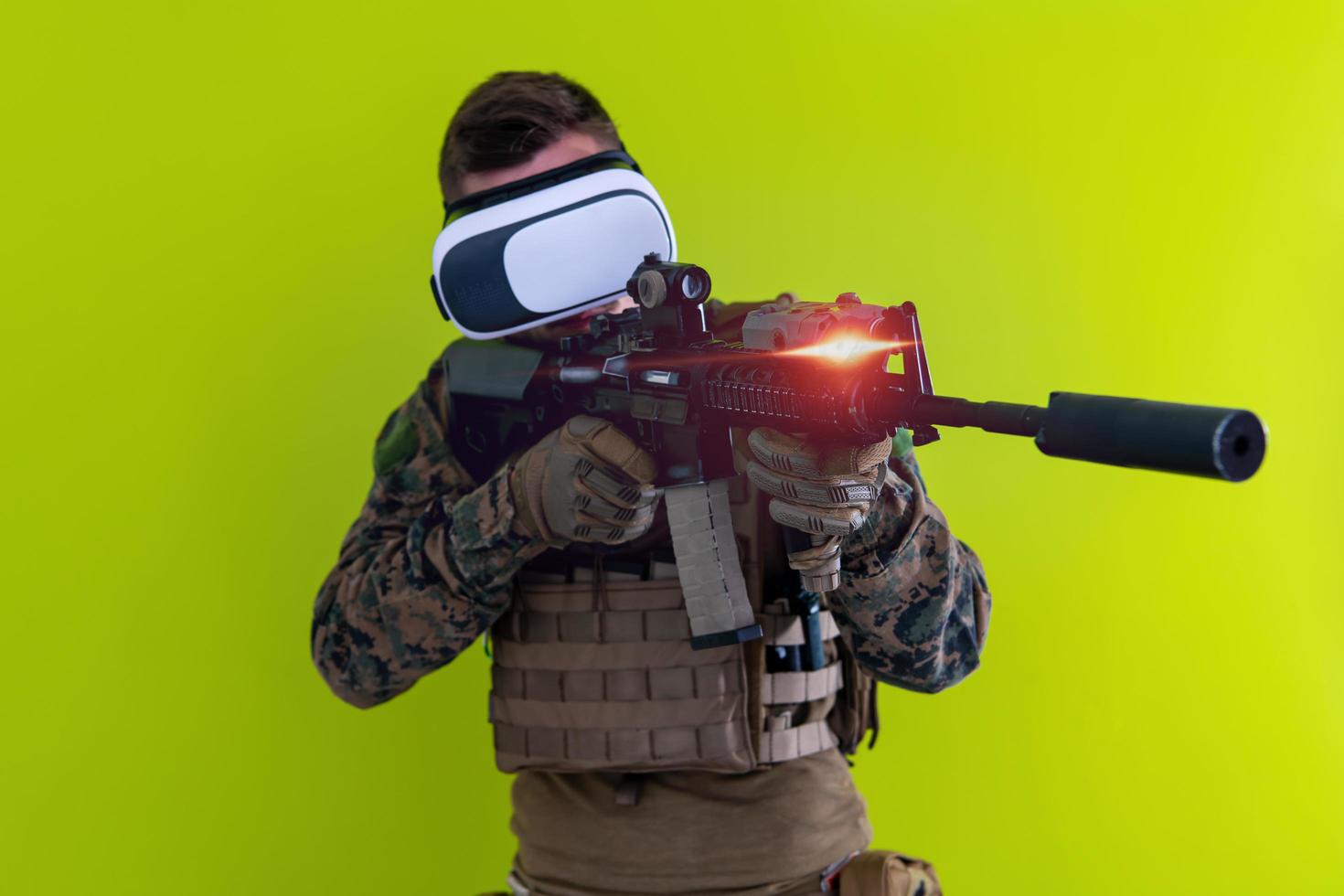 soldaat virtueel realiteit groen achtergrond foto