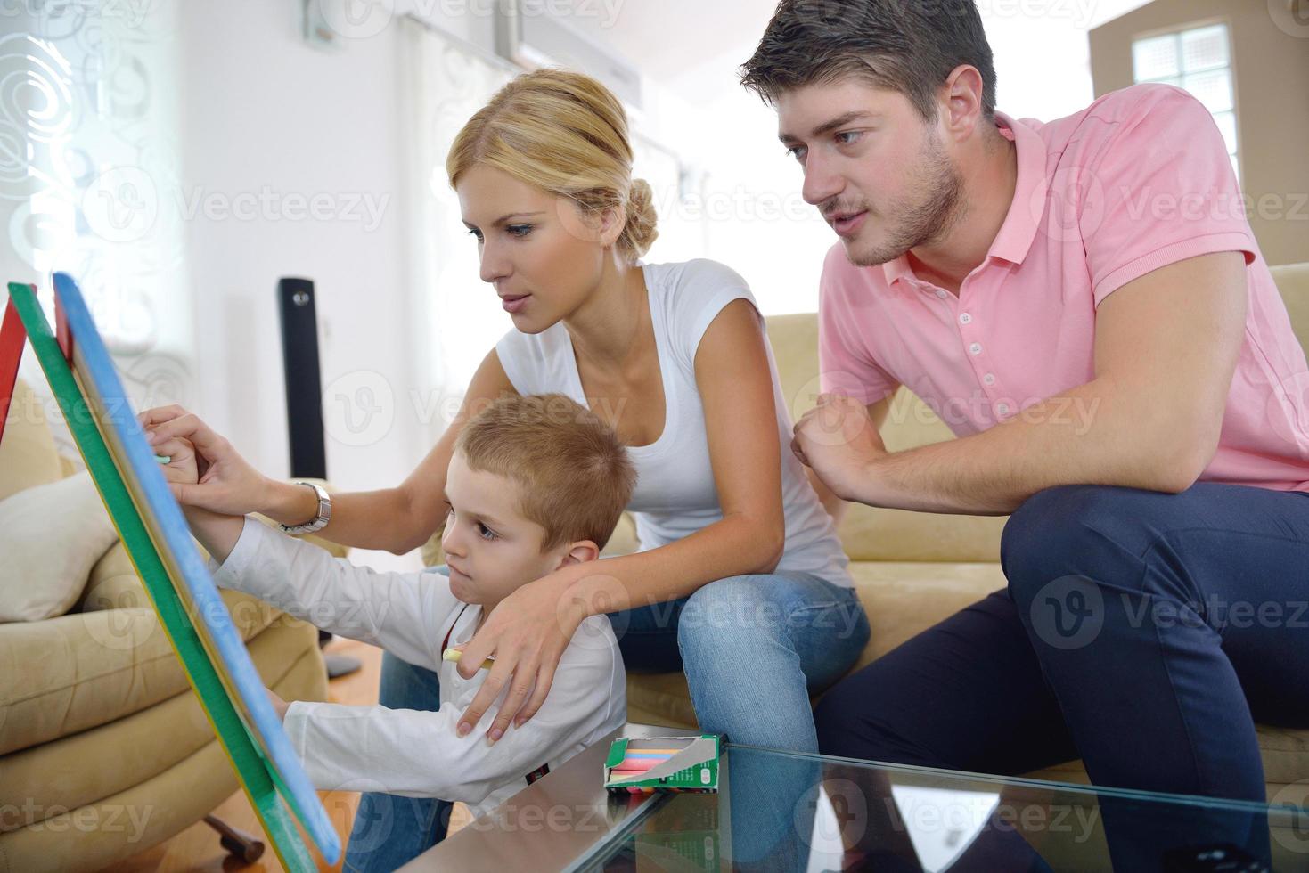 familie tekening Aan school- bord Bij huis foto