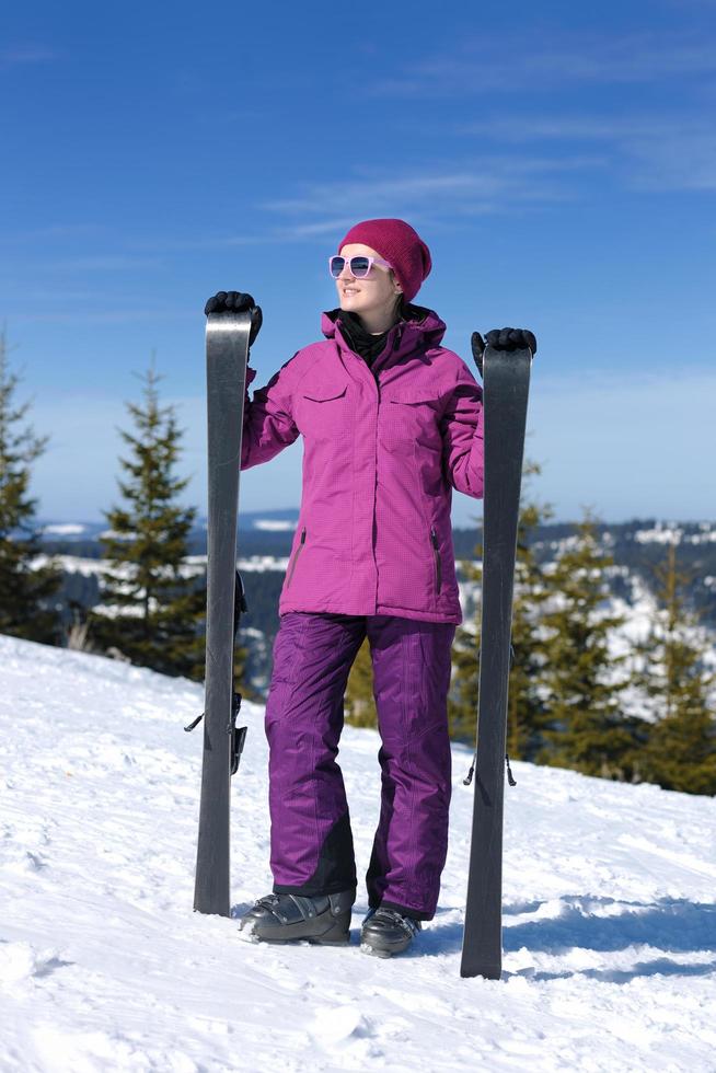 winter vrouw ski foto