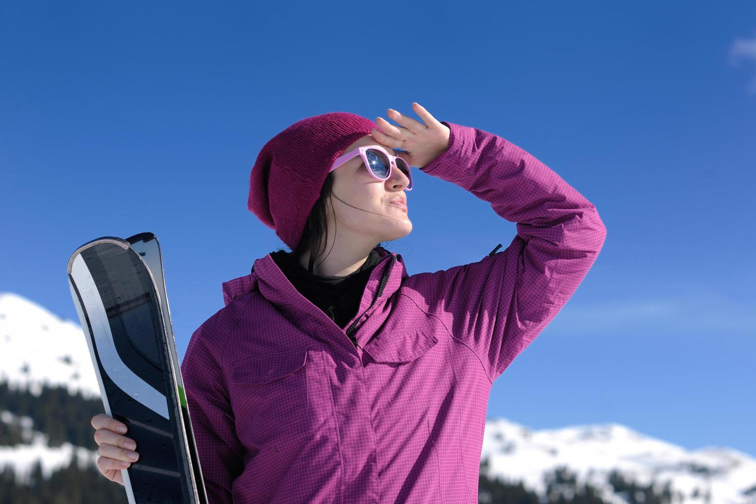 winter vrouw ski foto