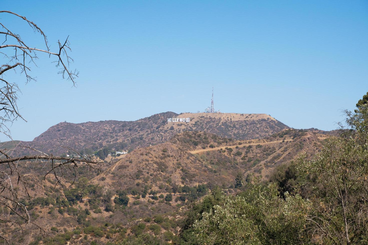 Hollywood teken en wandelen trails in Californië foto