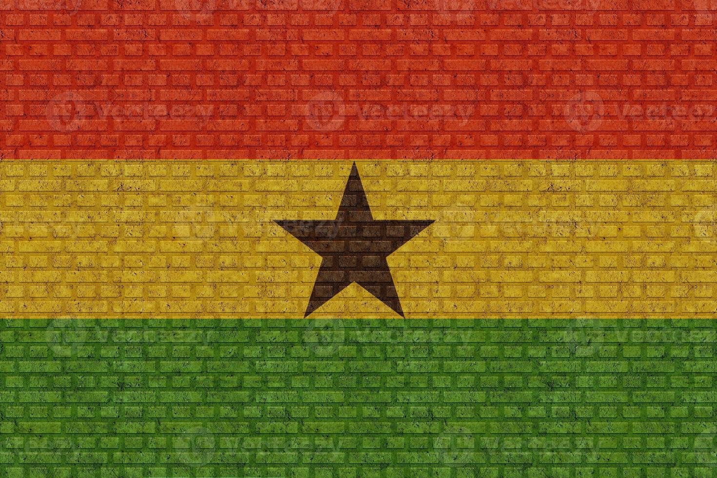 3d vlag van Ghana Aan steen muur foto