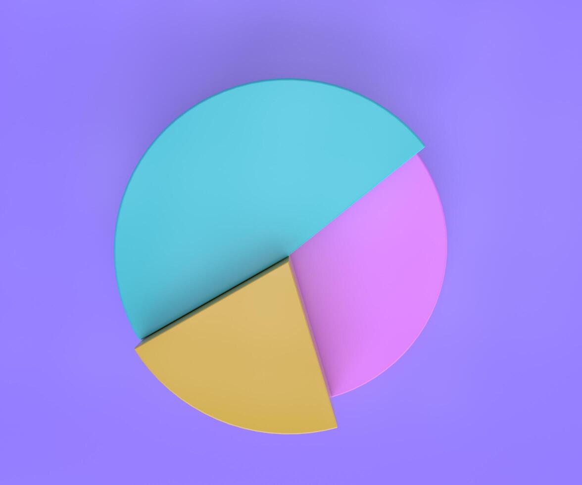 kleurrijk taart tabel diagram icoon 3d illustratie, minimaal 3d geven illustratie Aan Aan pastel spruit achtergrond. foto