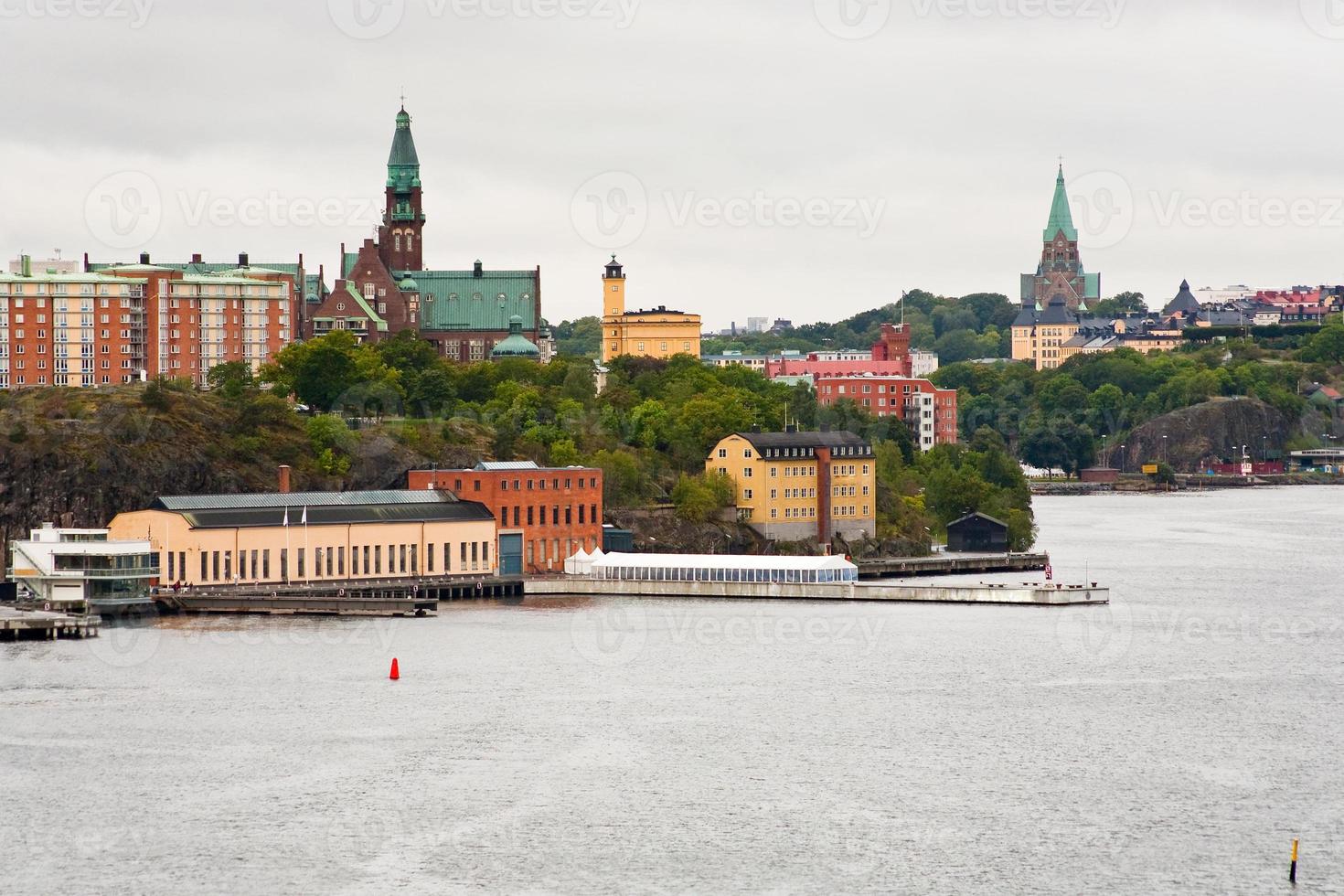 visie Aan stad, danvikshem, Sofia kerk in Stockholm foto