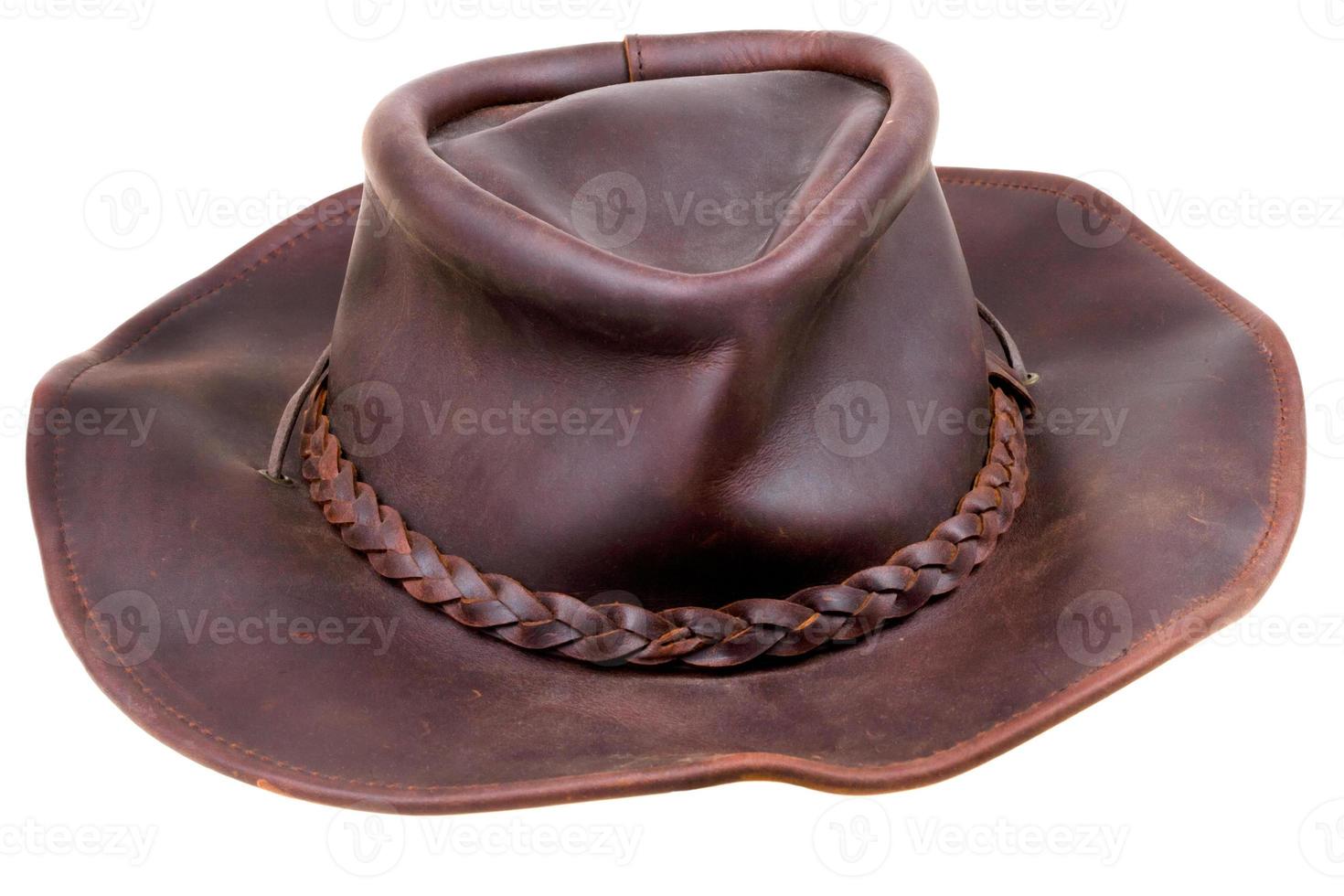 oud leer bruin cowboy hoed geïsoleerd foto
