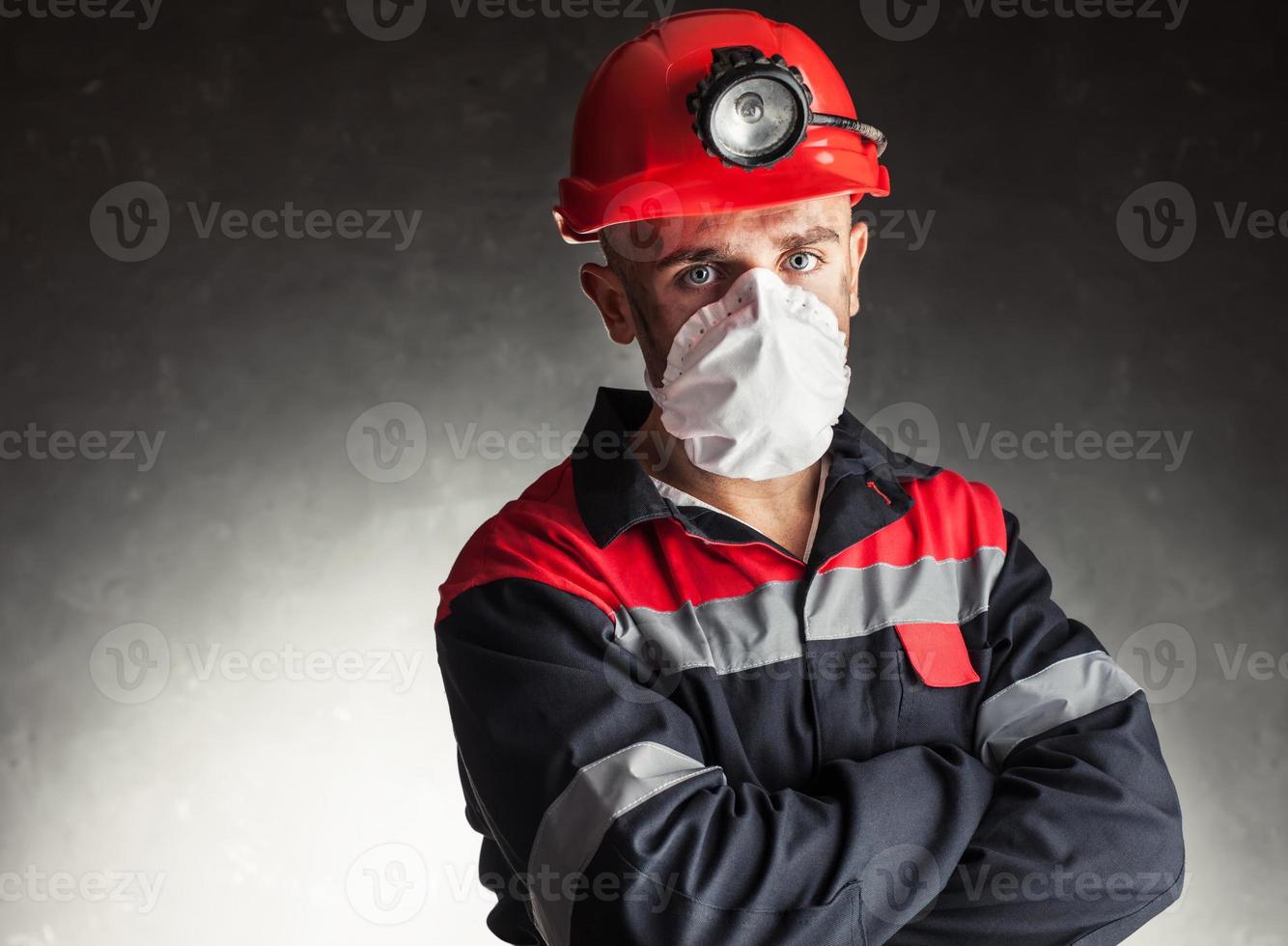mijnwerker met gasmasker foto