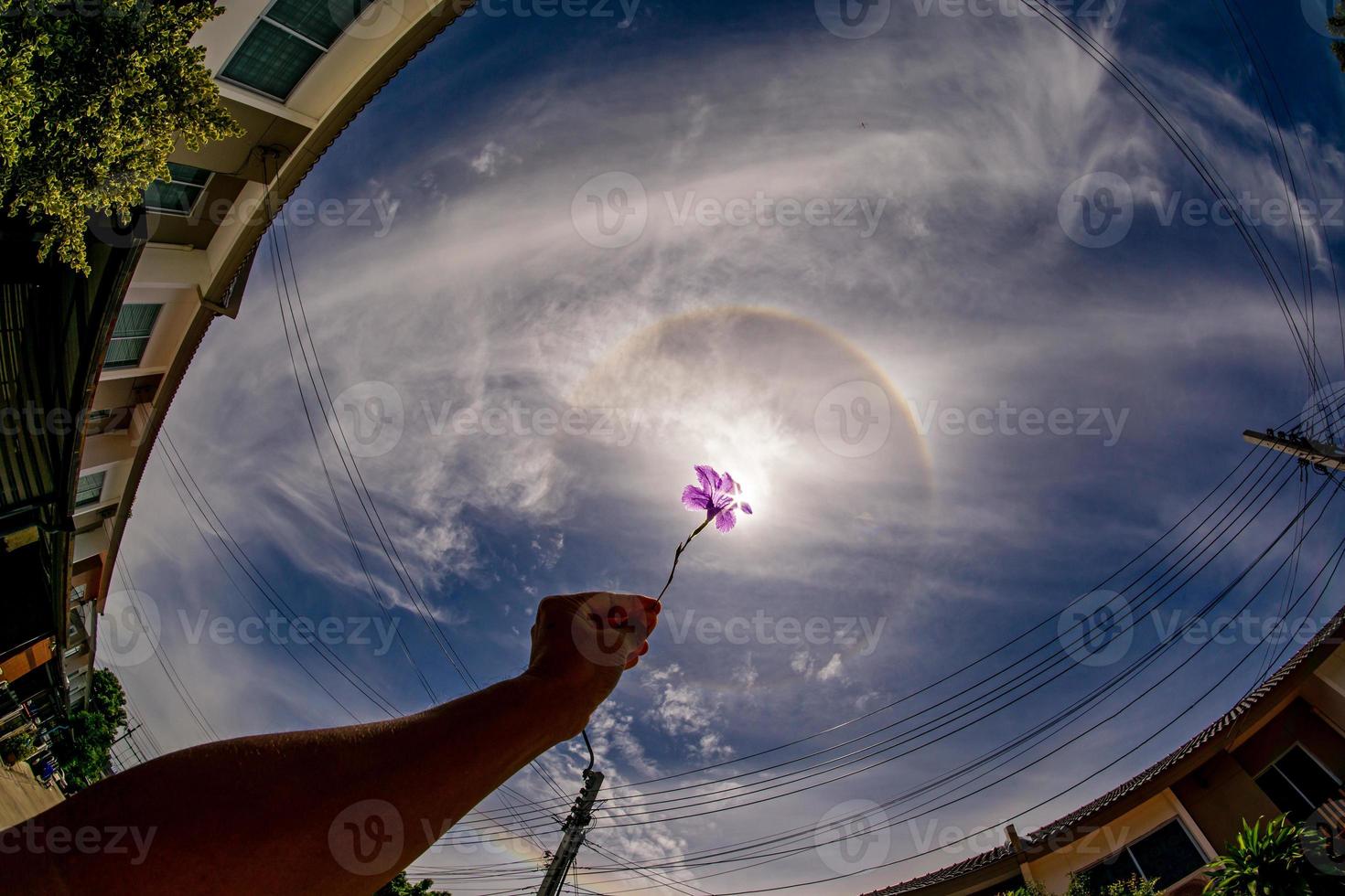 zon halo over- mijn huis foto