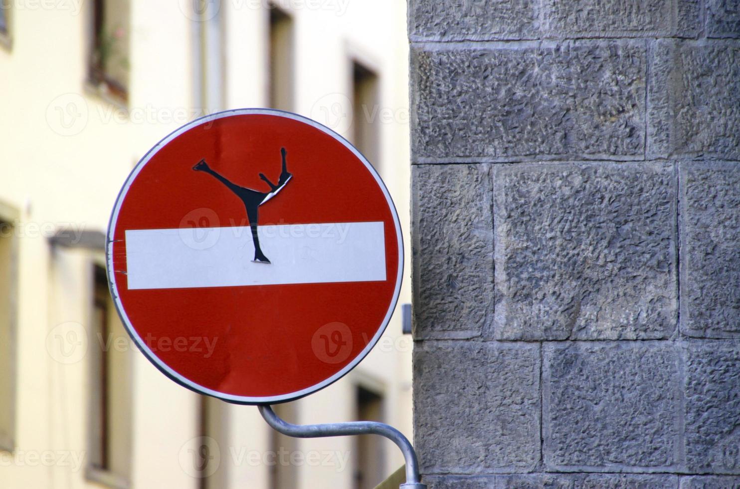 figuur schaatser Aan een weg teken in Florence, Italië foto