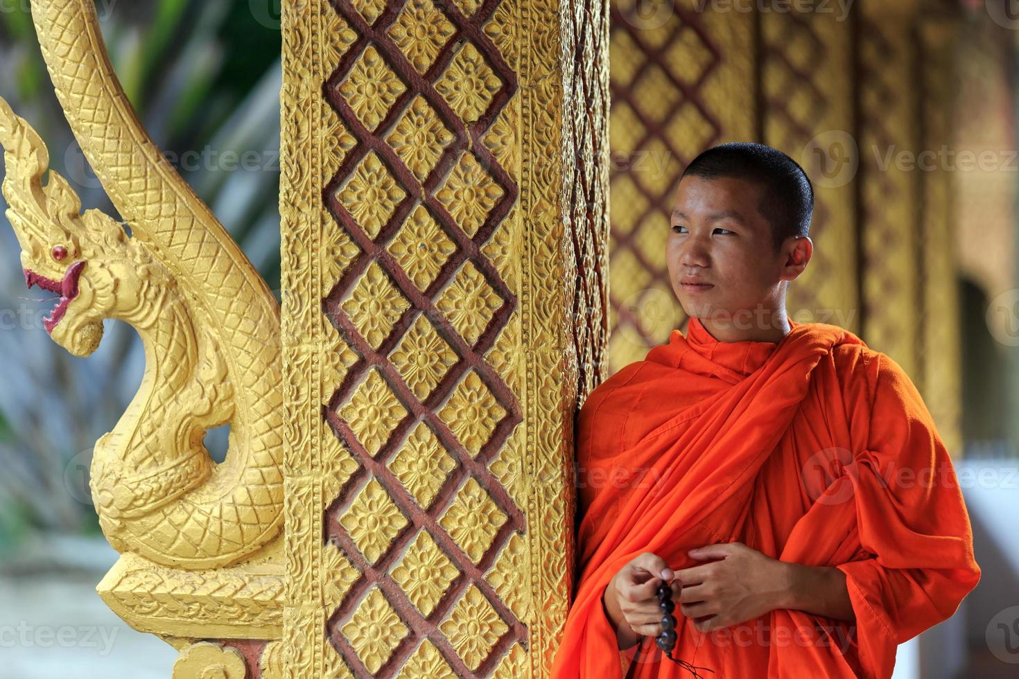 portret van een jonge boeddhistische monnik, laos foto