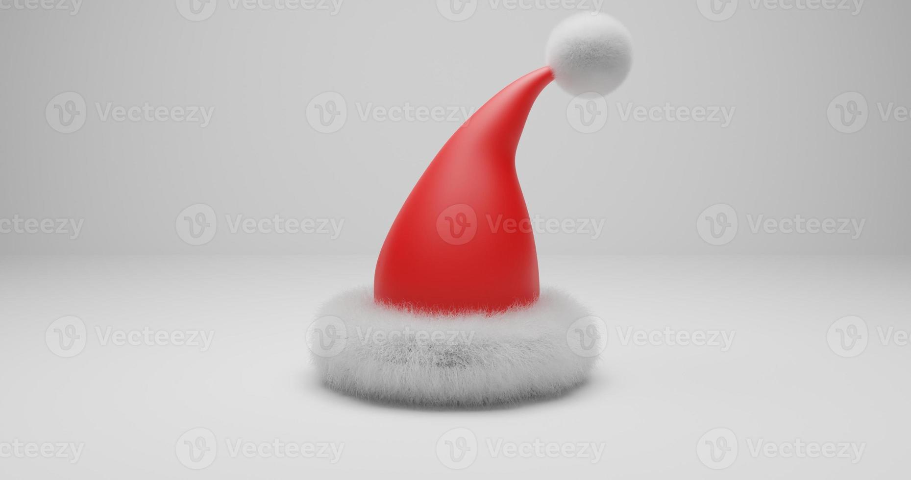 single de kerstman claus hoed illustratie ontwerp kant visie in rood kleur, 3d weergave, en 4k grootte foto