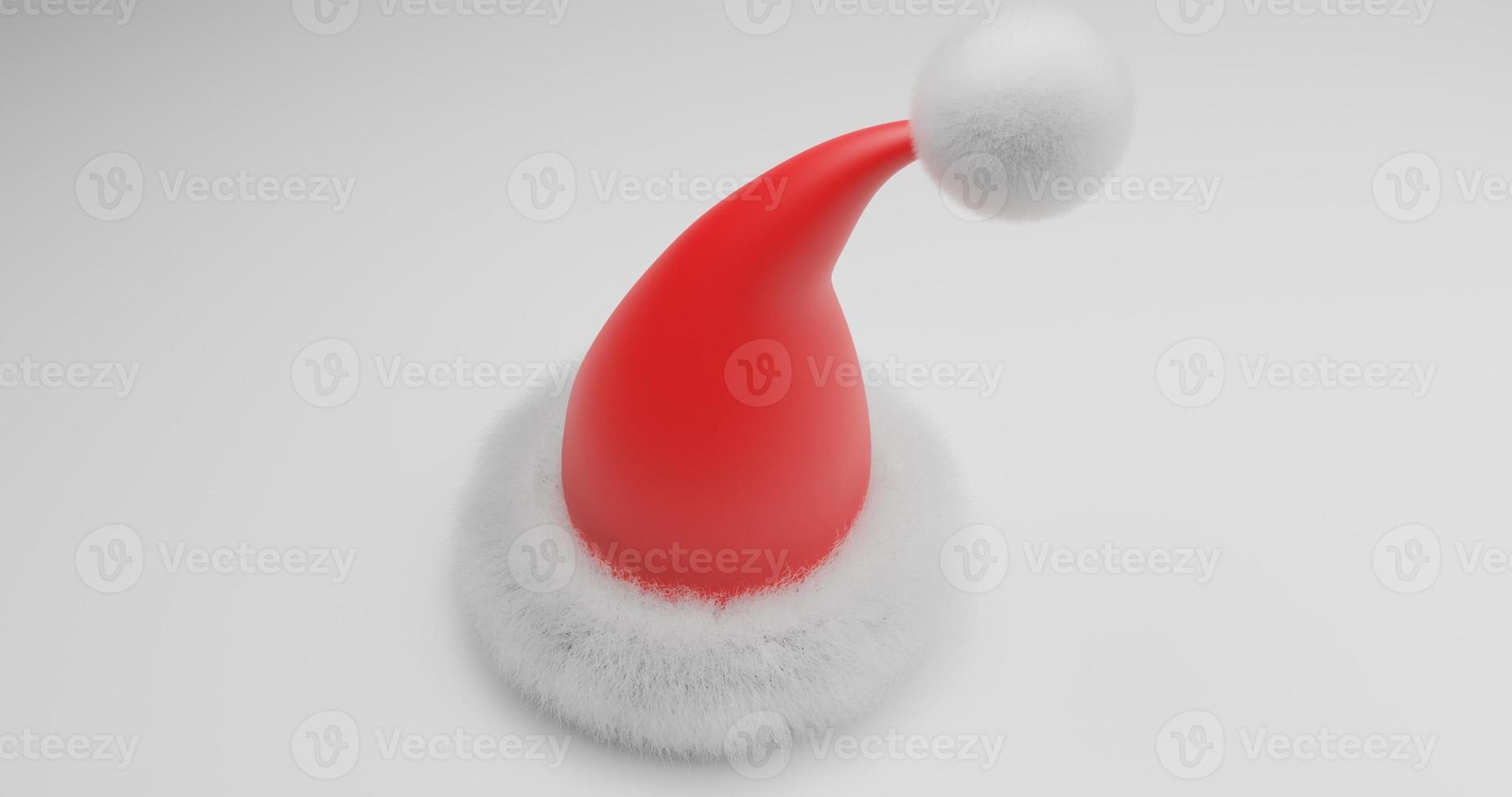 top visie van single de kerstman claus hoed illustratie ontwerp in rood kleur, 3d renderen en 4k grootte foto
