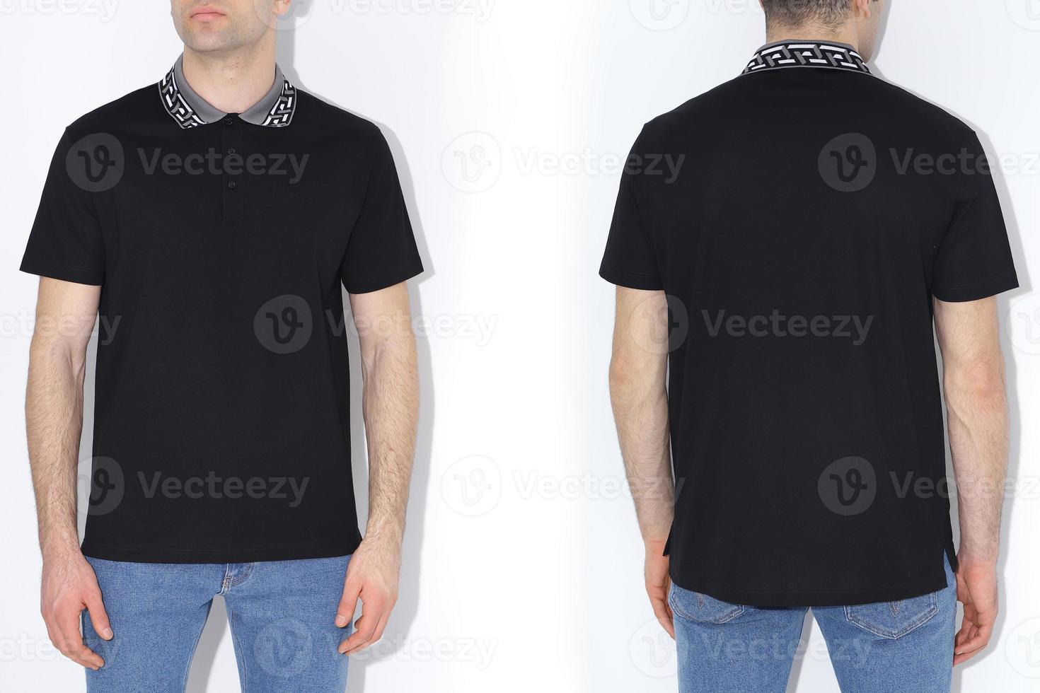 Mannen twee kant t-shirts model. ontwerp sjabloon.mockup foto