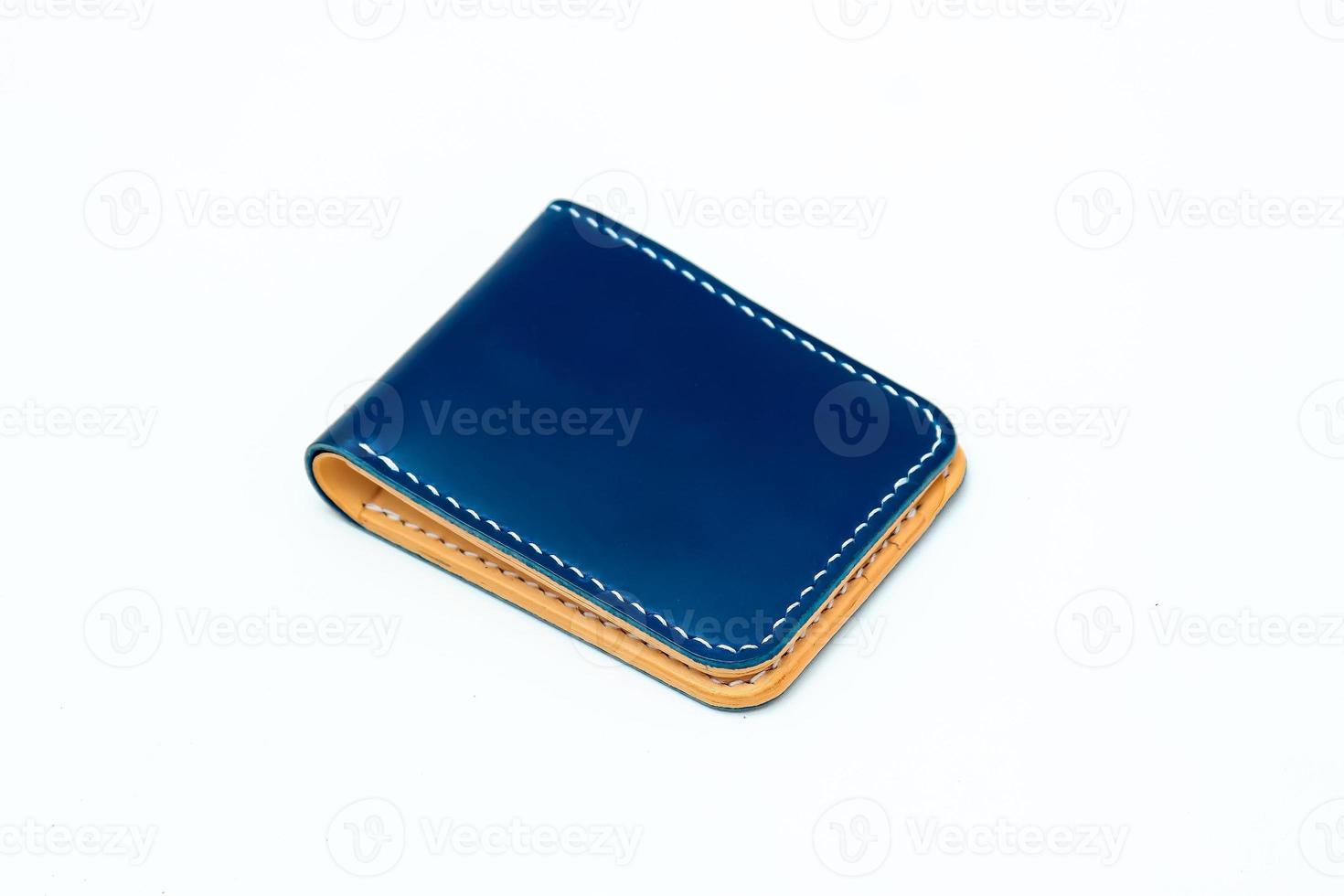 blauw natuurlijk leer portemonnee foto