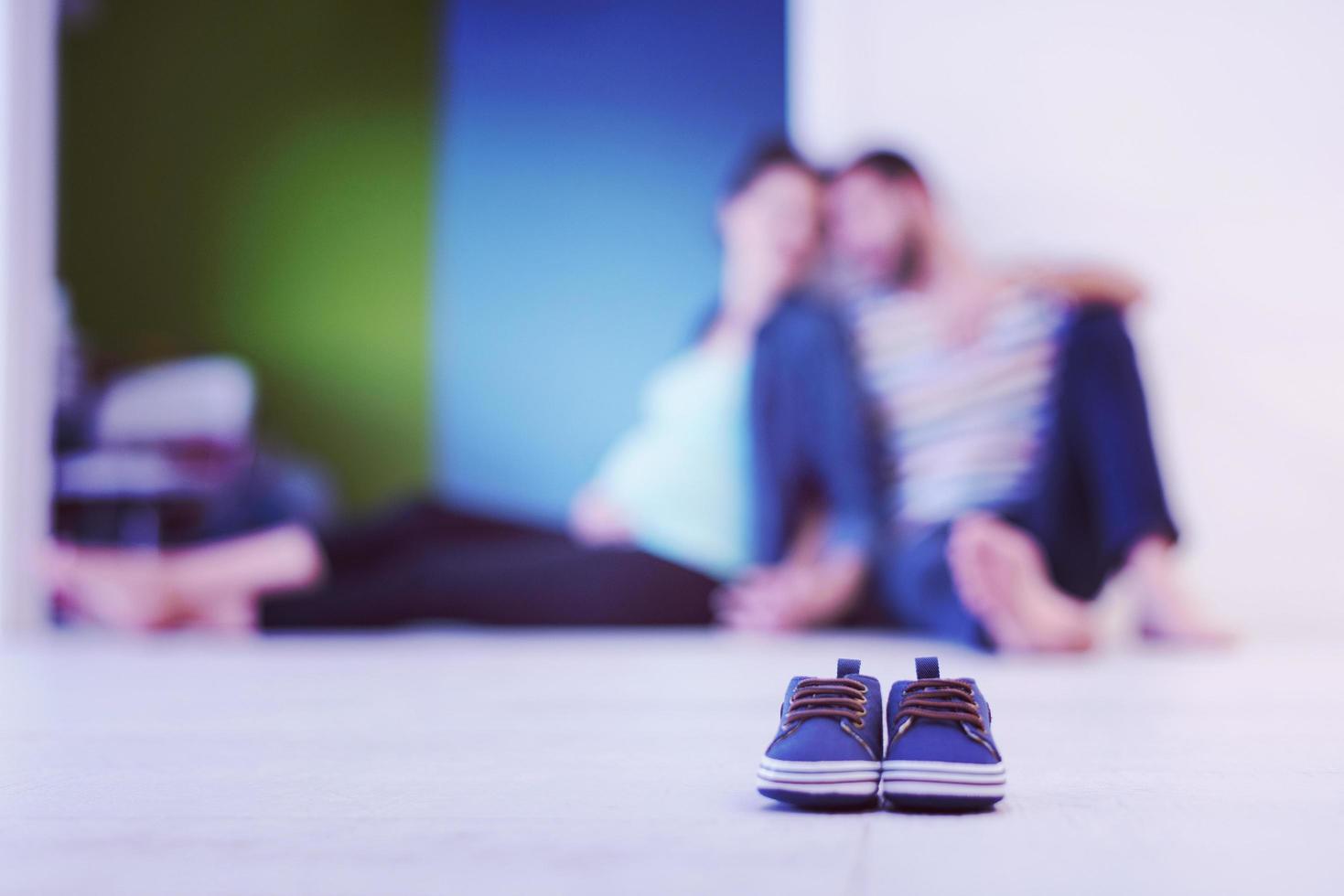 paar- van blauw baby schoenen foto