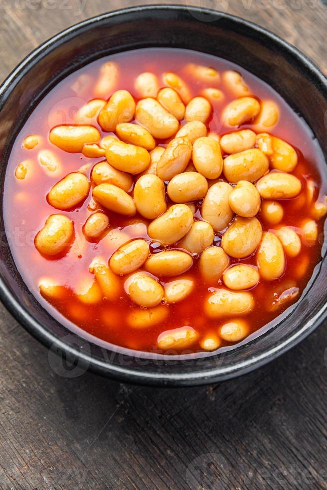 bonen tomatensaus bonenschotel maaltijd eten snack op tafel kopieer ruimte foto