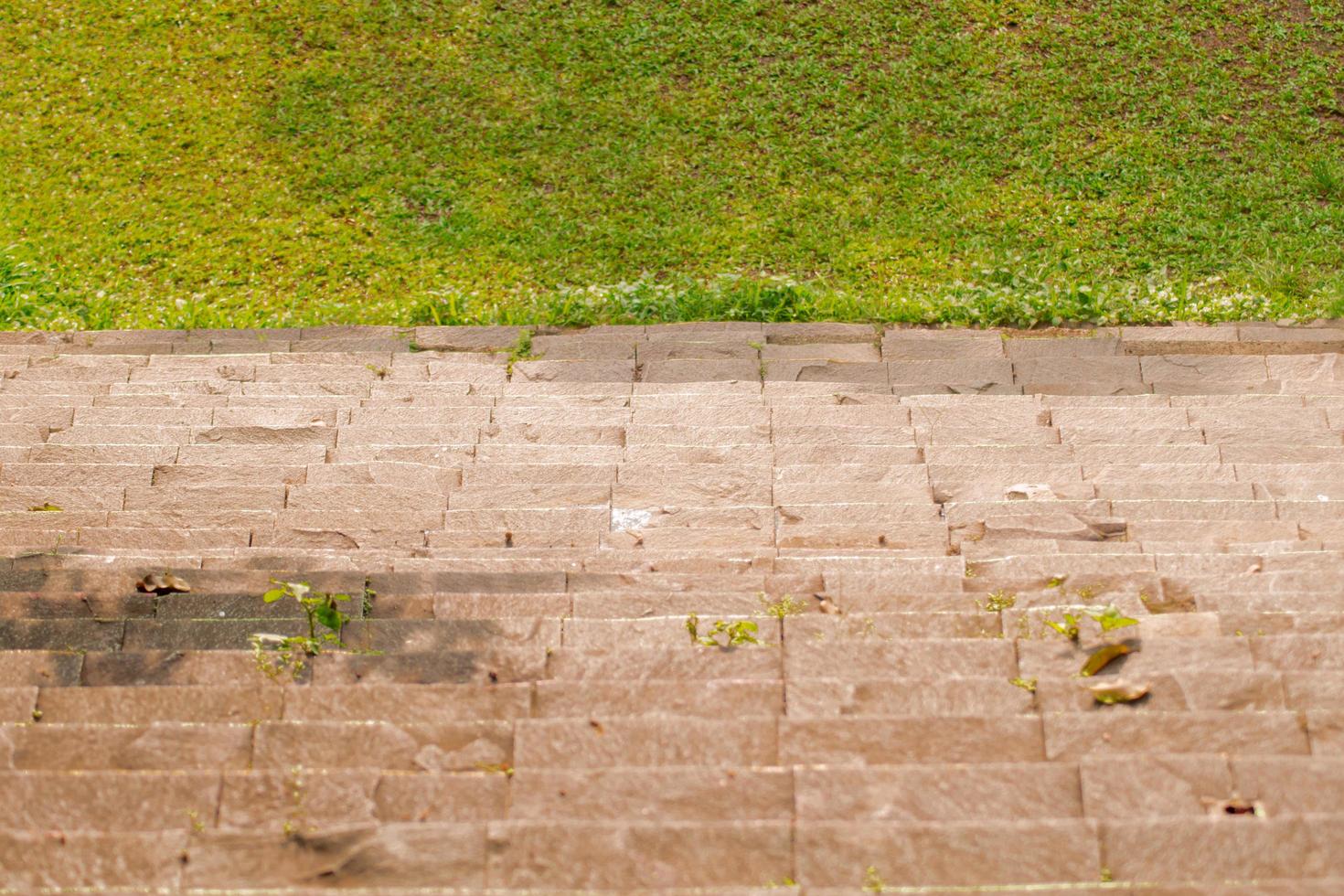 natuurstenen trap met bladeren foto