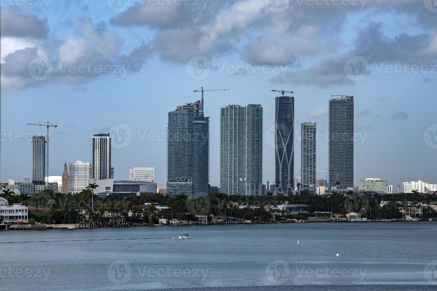 zonsondergang Miami downtown visie panorama foto