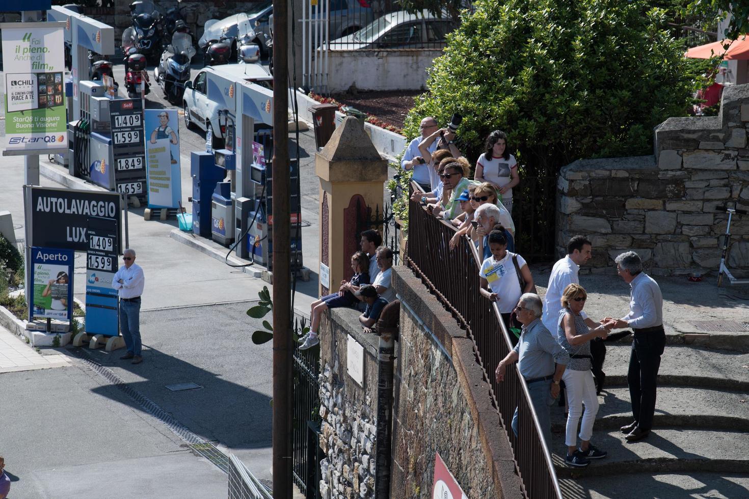 Genua, Italië - mei 27 2017 - paus francis bezoekende Genua foto