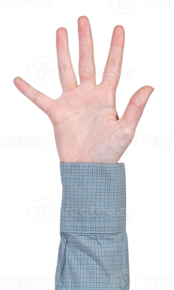 Open vijf vingers hand- gebaar foto