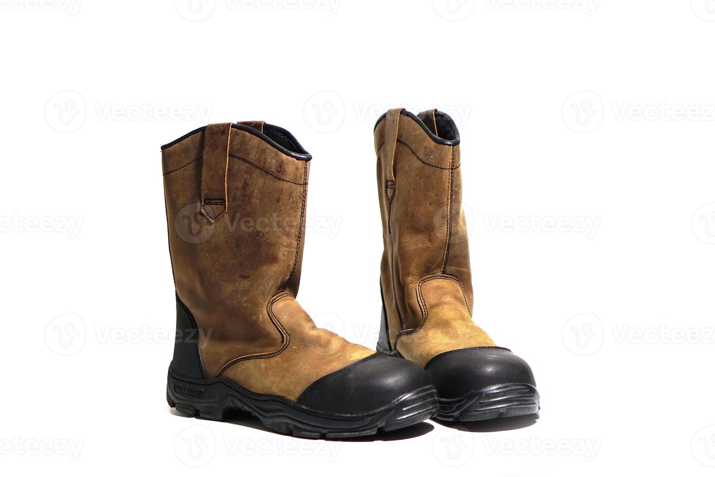 bruin veiligheid laarzen gebruikt naar Gaan naar de veld- geïsoleerd Aan een wit foto