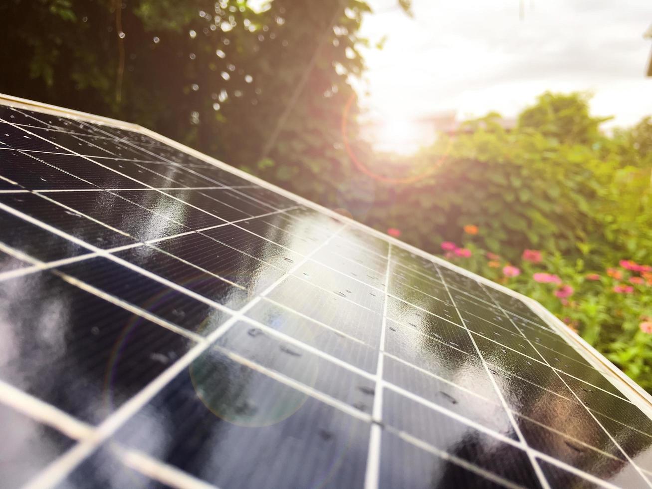 fotovoltaïsche panelen, zonbestendig energie concept, selectief en zacht focus. foto