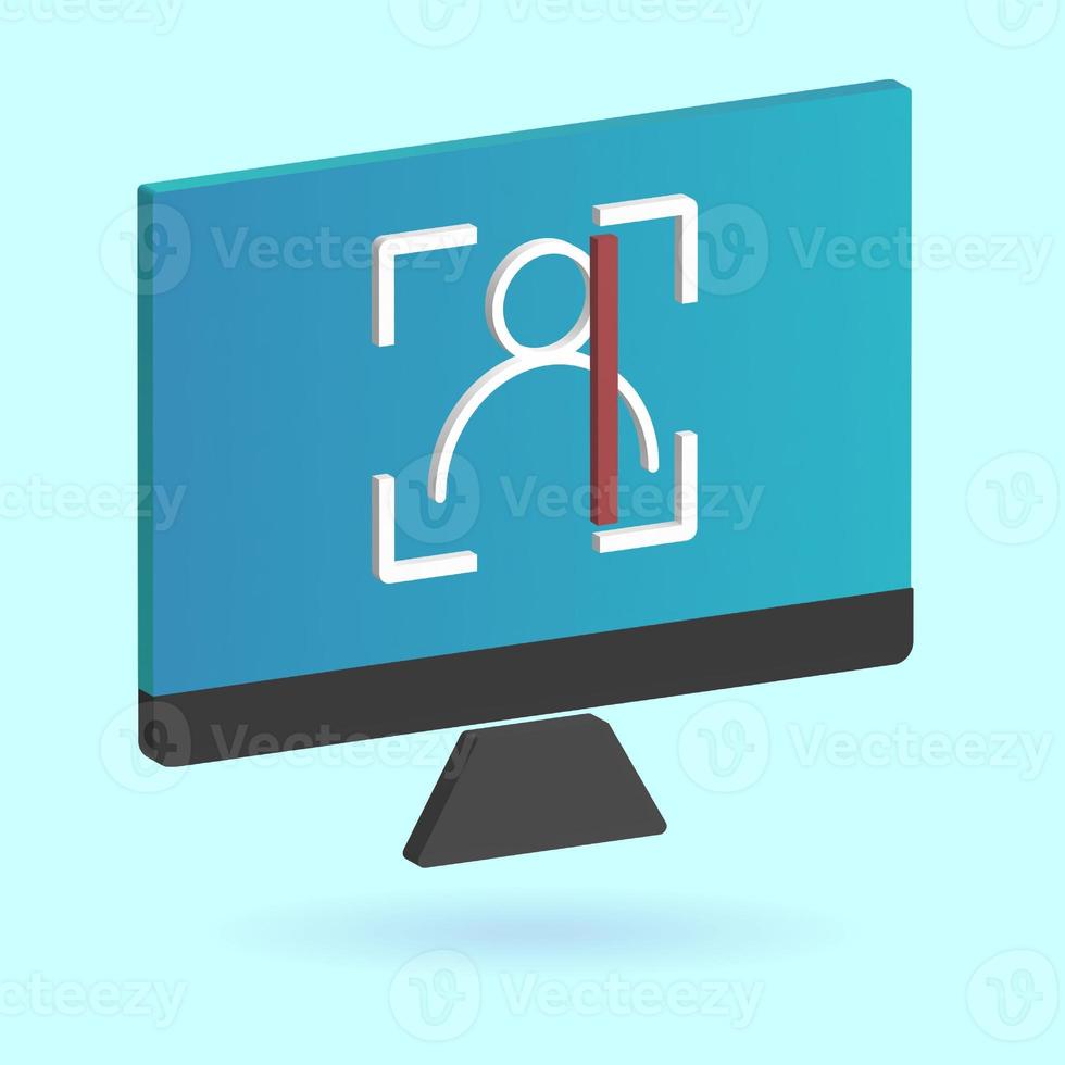 gezicht ID kaart en pc, 3d ontwerp. vector illustratie. foto